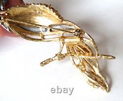 Rare Vtg FLORENZA Signed Bird of Paradise Kingfisher BROOCH Enamel & Rhinestones