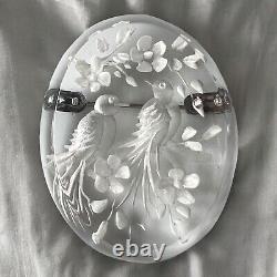 Reverse Carved Lucite Bird Brooch Made In France Antique Trombone Clasp