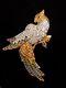 Swarovski Retired Vintage Crystal Parrot Bird Brooch Pin Gold Tone