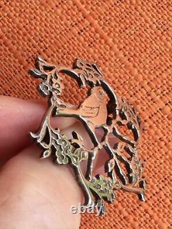 Scottish Silver Brooch By Malcolm Gray, Bird & Flowers, MG & Edinburgh Hall Mark