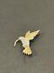 Signed 14k Vintage Hummingbird Brooch Pin Bird Diamond Yellow Gold Jewelry Euc