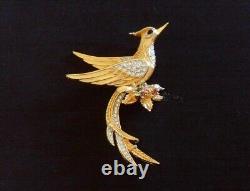 Signed Vintage D'Orlan Gold tone 3 Bird of Paradise brooch