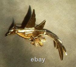 Signed Vintage D'Orlan Gold tone 3 Bird of Paradise brooch