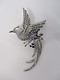 Signed Vintage Sterling Marcasite Phoenix Bird Of Paradise Large 4 Brooch
