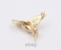 Small Vintage 14K Gold Hummingbird Pin, Bird Brooch