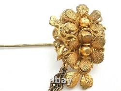 Stanley Hagler N. Y. C. Flower Stick Pin Vintage Signed Floral Jewelry Gold Plated