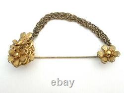 Stanley Hagler N. Y. C. Flower Stick Pin Vintage Signed Floral Jewelry Gold Plated