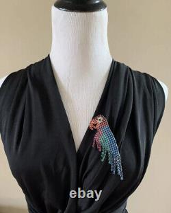 Statement Rare Vintage Dorothy BAUER Parrot Bird RHINESTONE Pin Brooch 55
