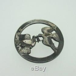 Sterling Silver Love Birds Dove Vintage Pin Brooch