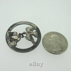 Sterling Silver Love Birds Dove Vintage Pin Brooch