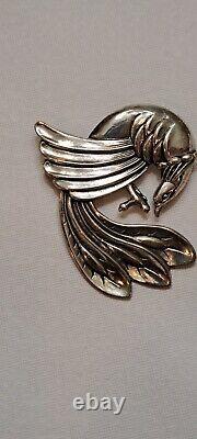 Sterling Silver Viking Craft Bird Brooch Vintage Pat 131652 Working Pin & Clasp