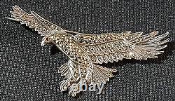 Sterling silver vintage Art Deco antique eagle bird design brooch