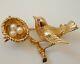 Stunning Vintage 9ct Gold Ruby & Pearl Bird With It's Nest & Eggs Brooch C1963