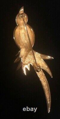 Stunning Vintage Christian Dior Gold Tone Bird Brooch Pin Signed