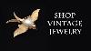 Swallow Bird Figural Brooch Pin Gold White Pearl Trifari Vintage Costume Jewelry 1960s