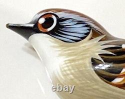 Takahashi Style Vintage Hand Carved Painted Sparrow Bird Pin Brooch L1