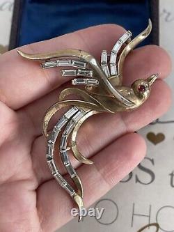 Trifari Bird brooch Vintage 1950s A. Philippe D. P. 159923 Flying Bird Rhinestones