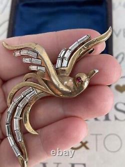 Trifari Bird brooch Vintage 1950s A. Philippe D. P. 159923 Flying Bird Rhinestones