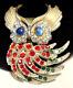 Trifari Brooch Rare Vintage Gilt Gripiox Glass Rhinestone Fire-bird Unsigned A33