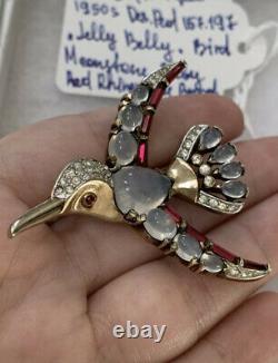 Trifari brooch Jelly Belly Bird A. Philippe Sterling D. P. 157197 Vintage 1949s