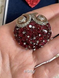 Trifari brooch red glass flower collection vintage des 153018 1948s A. Philippe