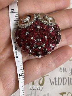 Trifari brooch red glass flower collection vintage des 153018 1948s A. Philippe