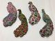 Vintage 40's Lot Of 4 Sequin Beaded Peacock Brooch Pins Hand Made