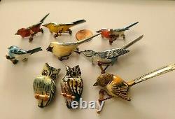 VINTAGE TAKAHASHI Wood Bird Brooch Pin Hand Painted & Carved 9 BIRD LOT