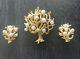 Vtg 1960's Trifari Gold Tone Tree Of Life Brooch And Earrings Set Faux Pearls
