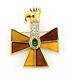 Vtg Early Kenneth Jay Lane Emerald Rhinestone Enamel Bird Maltese Cross Brooch