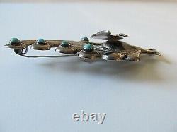 VTG Large Sterling Turquoise Bird of Paradise Peacock Brooch Made in Mexico