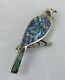 Vtg Sterling Silver Brooch Pin Bright Abalone Feathered Bird On Branch S 743