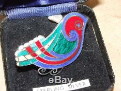 VTG Tara Ware Dublin Ireland Celtic Sterling Silver Enamel Bird Brooch Pin Boxed