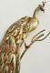 Vtg Large Peacock Brooch 4 Layered, Enamel Gold Figural Bird Pin Unique