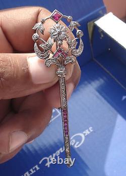 Victorian 1.31ct Rose Cut Diamond Ruby Christmas Engagement Women's Brooch