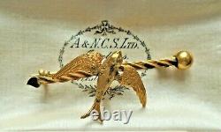 Victorian 9ct Gold Sweetheart Bird Brooch. Flying Swallow & Love Heart. Antique