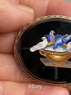 Victorian Stunning Micro Mosaic Doves Of Pliny Italy Grand Tour Pinchbeck Brooch