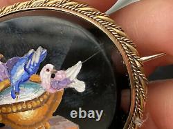 Victorian Stunning Micro Mosaic Doves Of Pliny Italy Grand Tour Pinchbeck Brooch