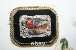 Victorian micro mosaic grand tour brooch of bird