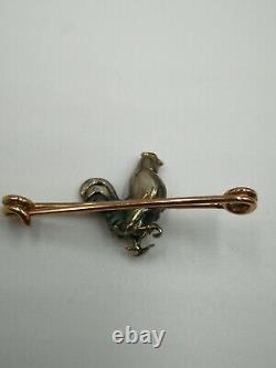 Victorian ruby, pearl and rose-cut diamond silver on gold bird/cockerel brooch