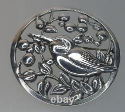 Vintag 1940s Coro Sterling Silver Bird & Berries Brooch Signed Genuine Norseland