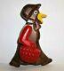 Vintage1930s Red Bakelite Articulated Carved Wood Duck Chicken Brooch Pin 3-1/4