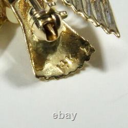 Vintage 14K Gold Filigree Blister Mabe Pearl Dove Bird Brooch Pin