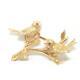Vintage 14k Yellow Gold Pink Ruby Perched Robin Bird Pin Brooch