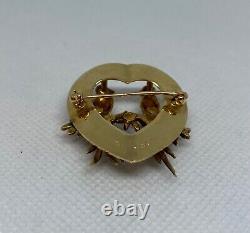 Vintage 14k Gold Sapphire & Enamel 3D Lovebird Brooch SIGNED DET David Trabich