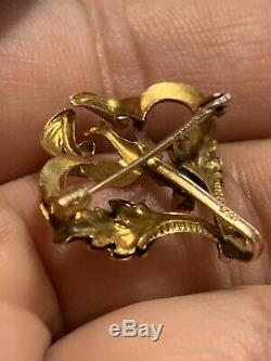 Vintage 14k Yellow GOLD Bird Dove Pin. 585 Brooch Pendant