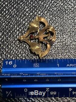 Vintage 14k Yellow GOLD Bird Dove Pin. 585 Brooch Pendant