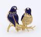 Vintage 18k Gold, Enamel, And Diamond Love Birds Brooch, Parrot Pin