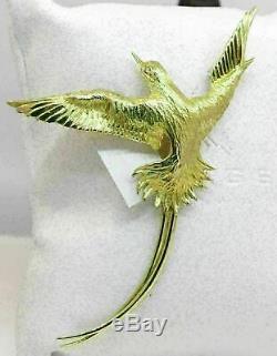 Vintage 18k Yellow Gold'bird' Brooch With Diamond #l21