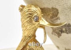 Vintage 18k Yellow Gold & diamond Eye Made in Italy DUCK BIRD Pin Brooch
